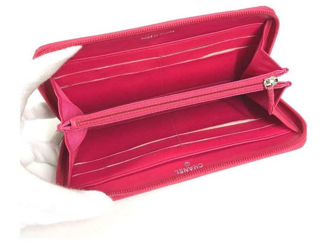 Carteira longa bi-fold Chanel rosa e branca Branco - vista 6