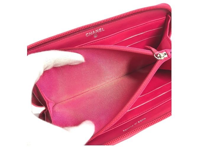 Carteira longa bi-fold Chanel rosa e branca Branco - vista 8