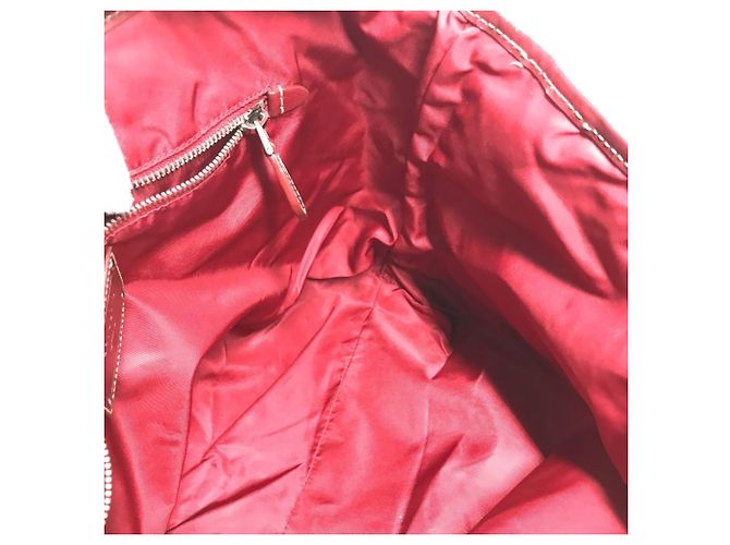 Borsa Tote/Borsa a Tracolla Prada Triangle Logo Rosso Cachi - vista 13