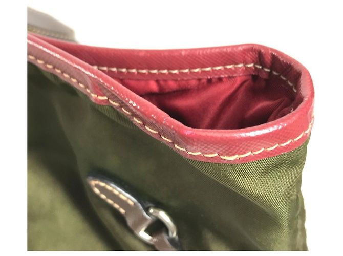 Borsa Tote/Borsa a Tracolla Prada Triangle Logo Rosso Cachi - vista 14