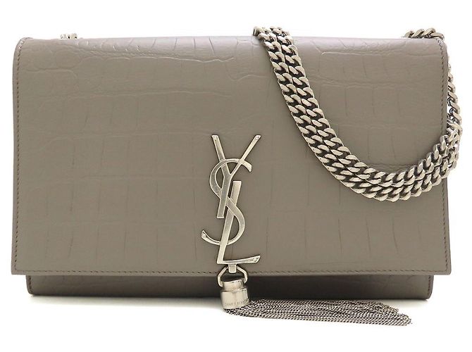 Borsa a tracolla Yves Saint Laurent Kate con nappe e catena Marrone - vista 2