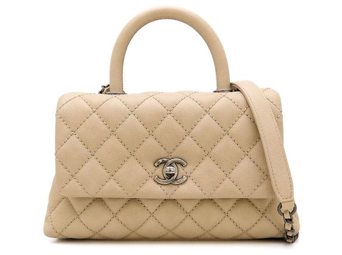 Borsa Chanel Matelassé Coco Handle 24 XS Beige - vista 2