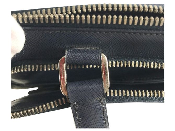 Mallette Prada en cuir Saffiano Bleu - vue 10