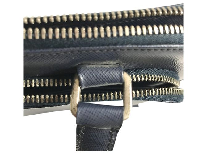 Mallette Prada en cuir Saffiano Bleu - vue 11