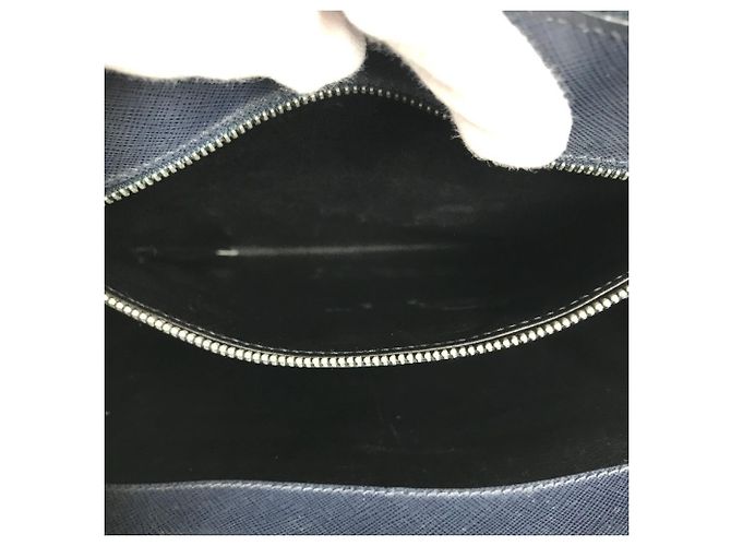 Mallette Prada en cuir Saffiano Bleu - vue 13