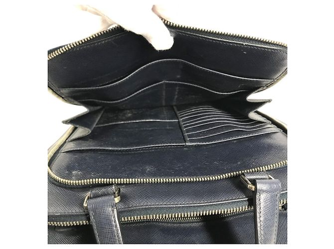 Mallette Prada en cuir Saffiano Bleu - vue 14