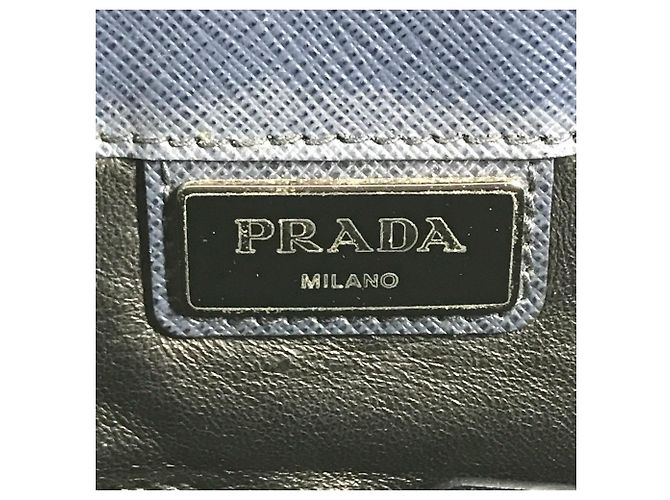 Mallette Prada en cuir Saffiano Bleu - vue 17