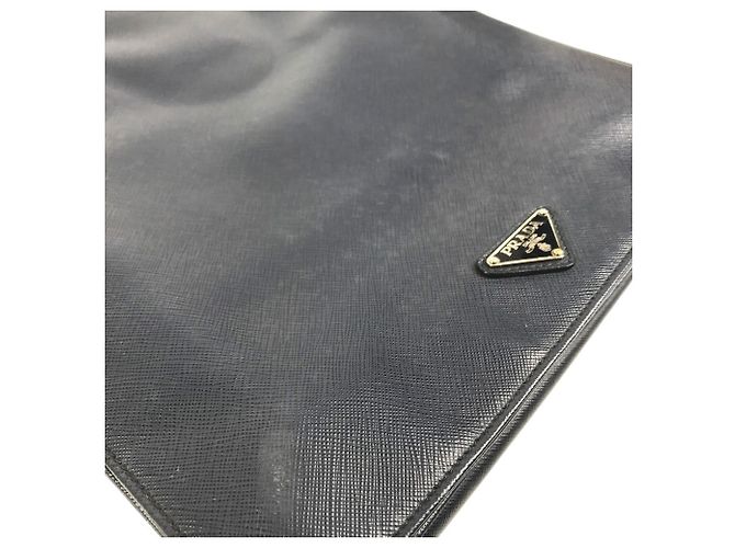 Mallette Prada en cuir Saffiano Bleu - vue 5