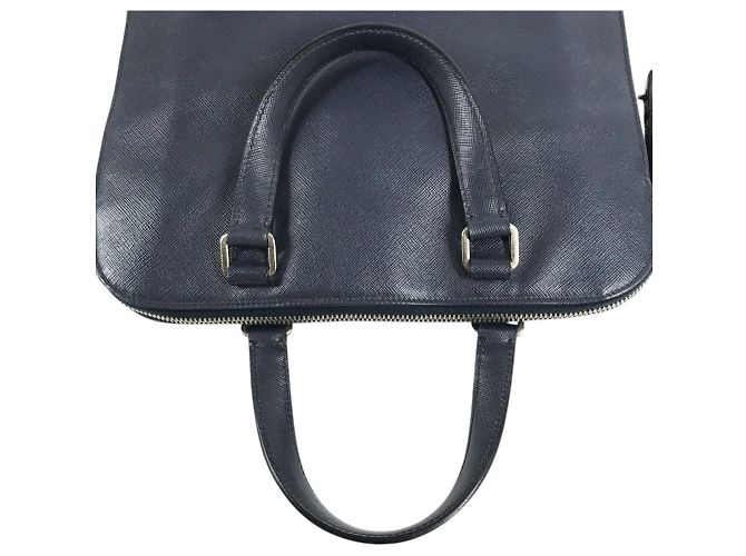 Mallette Prada en cuir Saffiano Bleu - vue 8