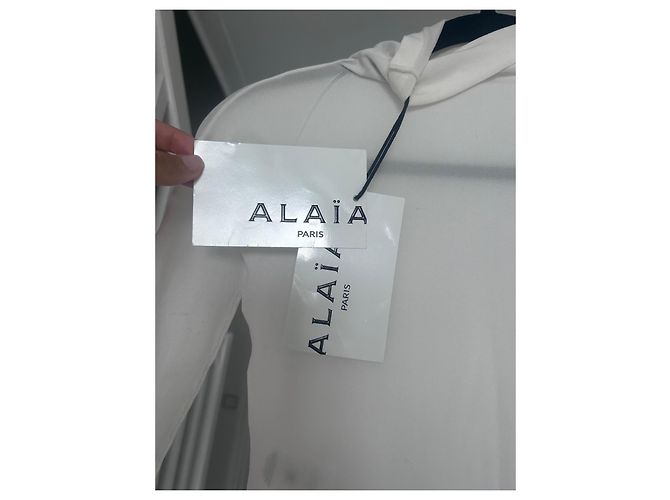 Alaïa Langes weißes Kleid mit Rollkragen - Ansicht 2