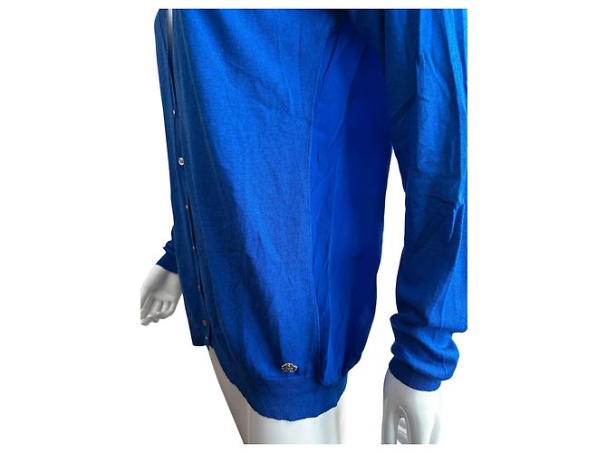 Roberto Cavalli Blauer Cardigan aus Seide und Kaschmir - Ansicht 10
