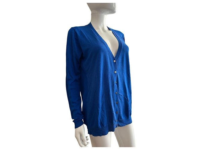 Roberto Cavalli Blauer Cardigan aus Seide und Kaschmir - Ansicht 11