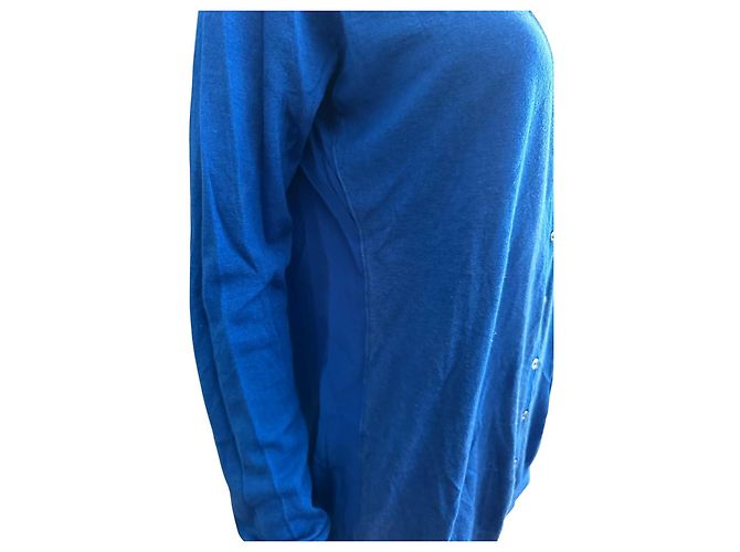Roberto Cavalli Blauer Cardigan aus Seide und Kaschmir - Ansicht 13