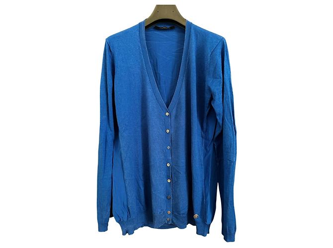 Roberto Cavalli Blauer Cardigan aus Seide und Kaschmir - Ansicht 2