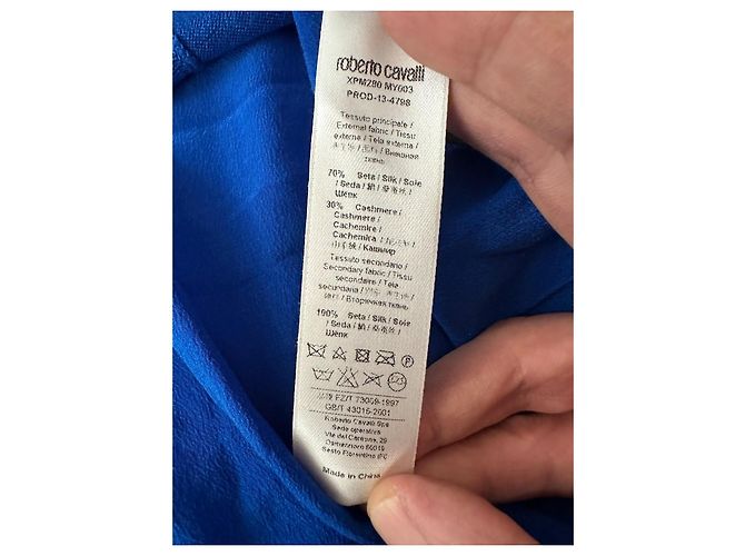 Roberto Cavalli Blauer Cardigan aus Seide und Kaschmir - Ansicht 5