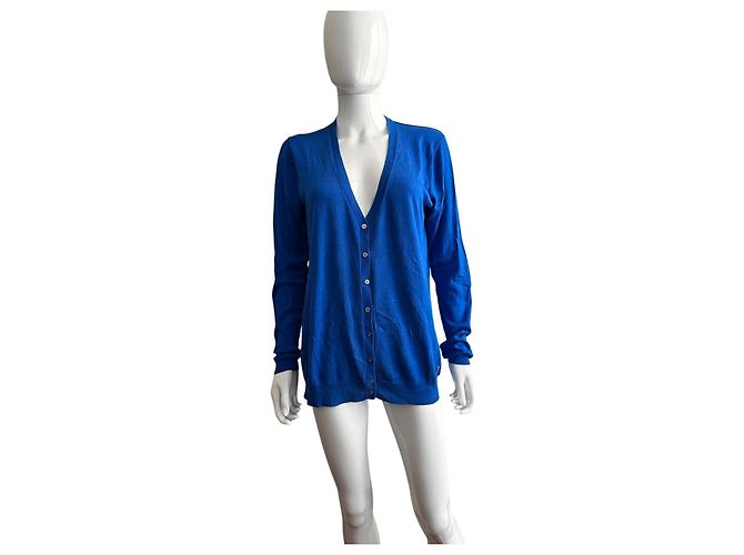 Roberto Cavalli Blauer Cardigan aus Seide und Kaschmir - Ansicht 6