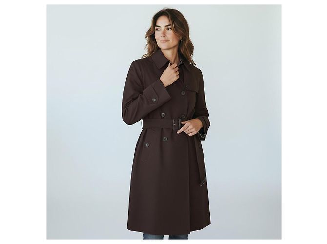 BURBERRY Trench Coat London de algodón marrón oscuro con forro desmontable 100% lana Nova Check Castaño - vista 4