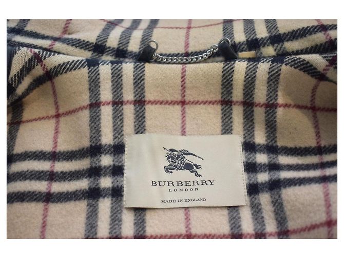 Abrigo Duffle Coat BURBERRY London Navy Black 100% Wool con Capucha Nova Check Fabricado en Inglaterra Negro - vista 10