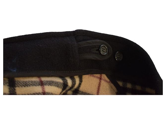 Abrigo Duffle Coat BURBERRY London Navy Black 100% Wool con Capucha Nova Check Fabricado en Inglaterra Negro - vista 11