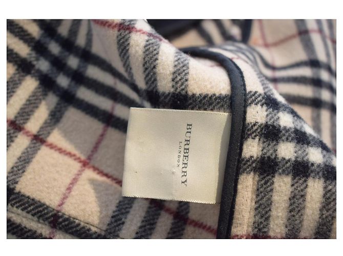 Abrigo Duffle Coat BURBERRY London Navy Black 100% Wool con Capucha Nova Check Fabricado en Inglaterra Negro - vista 12