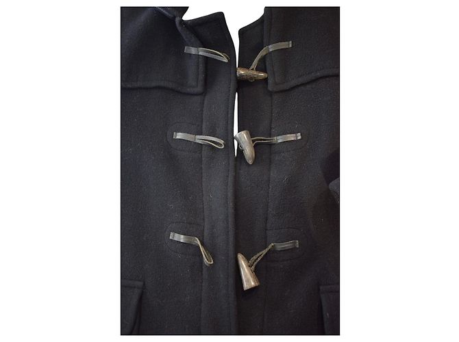 Abrigo Duffle Coat BURBERRY London Navy Black 100% Wool con Capucha Nova Check Fabricado en Inglaterra Negro - vista 14