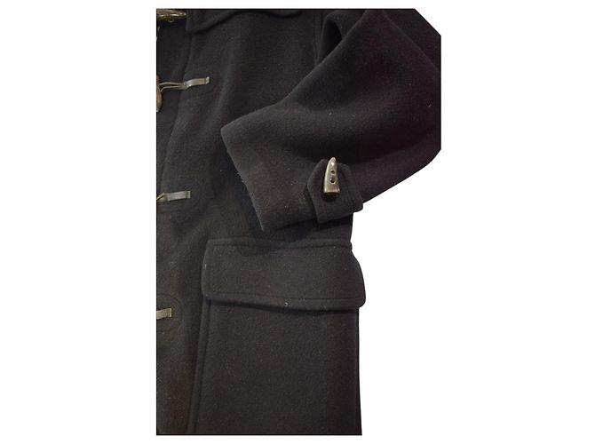 Abrigo Duffle Coat BURBERRY London Navy Black 100% Wool con Capucha Nova Check Fabricado en Inglaterra Negro - vista 15