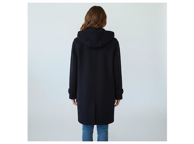 Abrigo Duffle Coat BURBERRY London Navy Black 100% Wool con Capucha Nova Check Fabricado en Inglaterra Negro - vista 3