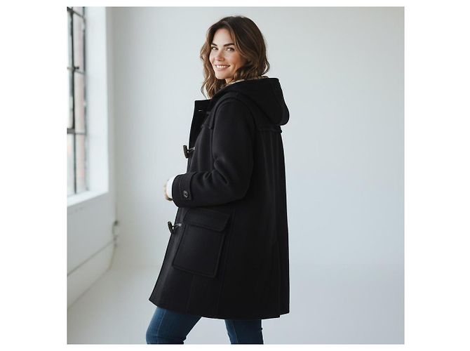 Abrigo Duffle Coat BURBERRY London Navy Black 100% Wool con Capucha Nova Check Fabricado en Inglaterra Negro - vista 5