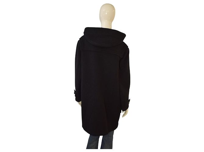 Abrigo Duffle Coat BURBERRY London Navy Black 100% Wool con Capucha Nova Check Fabricado en Inglaterra Negro - vista 8