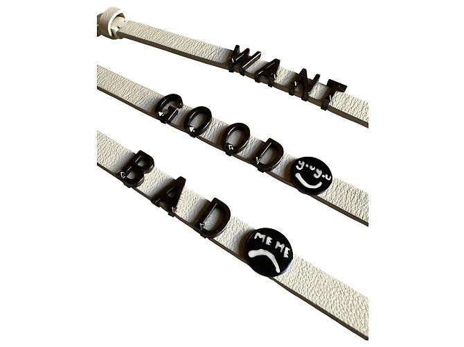 Set di 3 bracciali Valentino in pelle bianca con lettere Bianco - vista 10