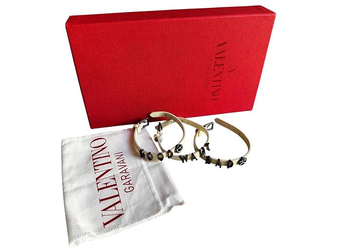 Set di 3 bracciali Valentino in pelle bianca con lettere Bianco - vista 11