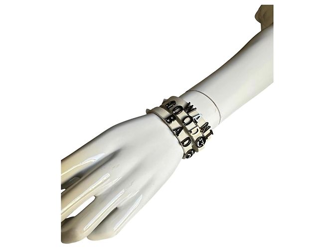 Set di 3 bracciali Valentino in pelle bianca con lettere Bianco - vista 12