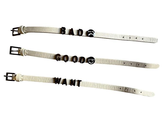 Set di 3 bracciali Valentino in pelle bianca con lettere Bianco - vista 3