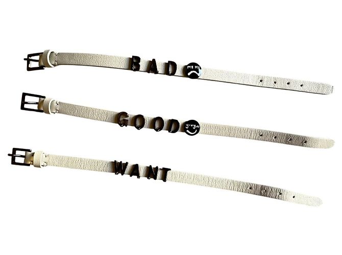 Set di 3 bracciali Valentino in pelle bianca con lettere Bianco - vista 4