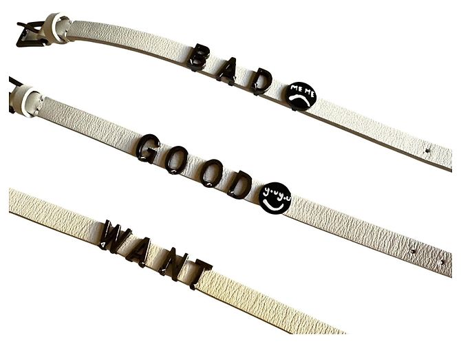 Set di 3 bracciali Valentino in pelle bianca con lettere Bianco - vista 5