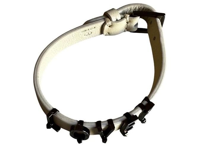 Bracciale Valentino in pelle con logo Bianco - vista 3