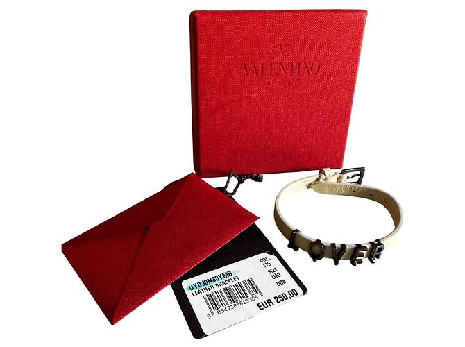 Bracciale Valentino in pelle con logo Bianco - vista 7