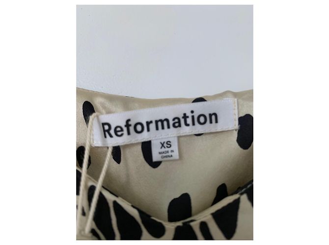 Vestido midi Reformation estampado de leopardo en seda Negro Beige - vista 2