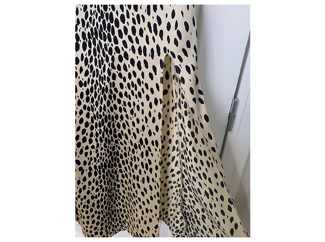 Vestido midi Reformation estampado de leopardo en seda Negro Beige - vista 4
