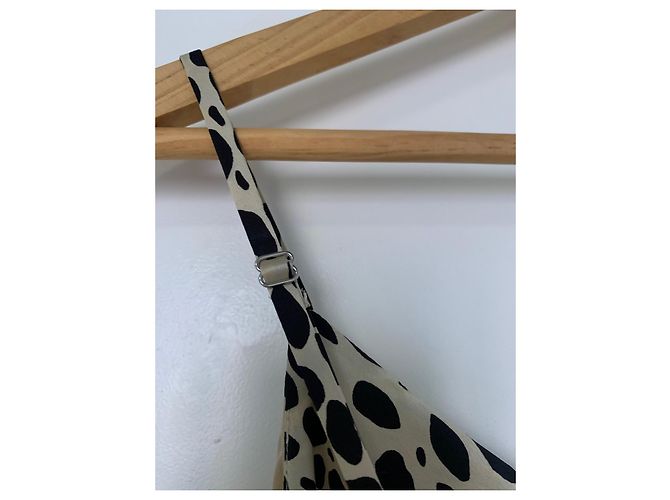 Vestido midi Reformation estampado de leopardo en seda Negro Beige - vista 6