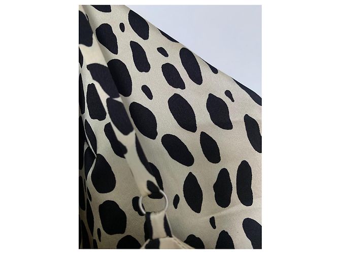 Vestido midi Reformation estampado de leopardo en seda Negro Beige - vista 7