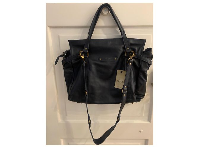 Borsa a mano ABACO Paris in pelle blu navy Blu scuro - vista 2
