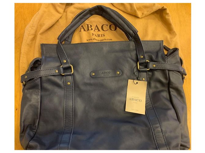 Borsa a mano ABACO Paris in pelle blu navy Blu scuro - vista 3