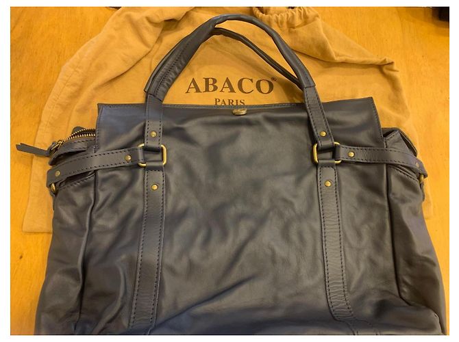 Borsa a mano ABACO Paris in pelle blu navy Blu scuro - vista 5