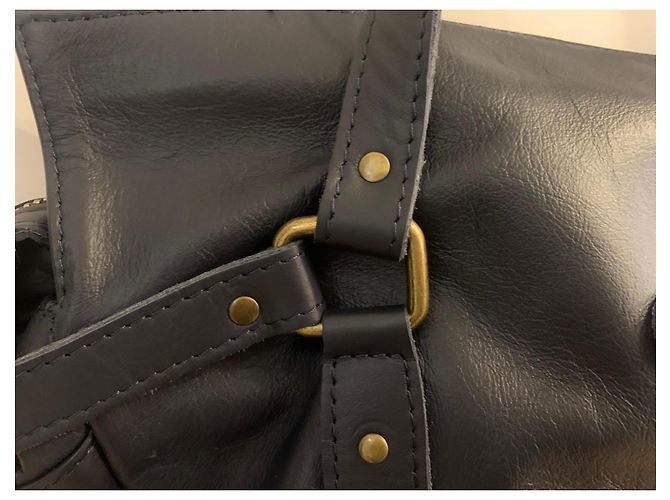 Borsa a mano ABACO Paris in pelle blu navy Blu scuro - vista 9