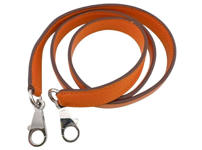 Hermès Bandoulière en cuir orange Hermes - vue 2