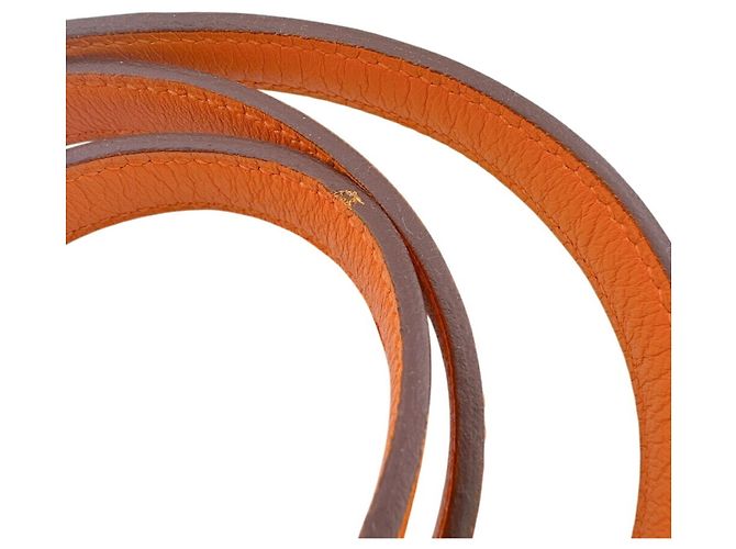 Hermès Bandoulière en cuir orange Hermes - vue 3