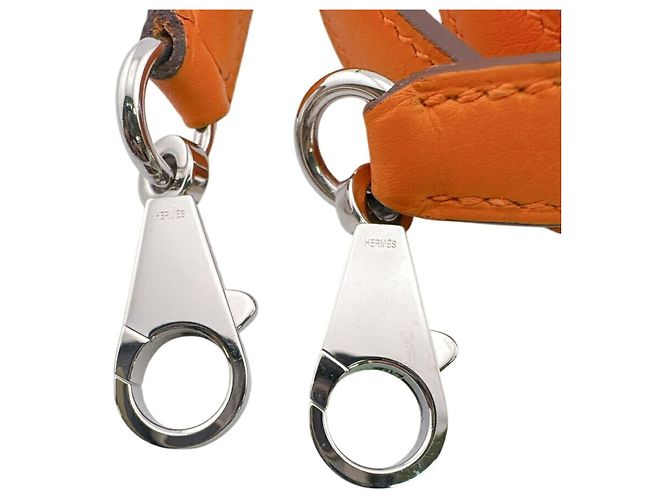 Hermès Bandoulière en cuir orange Hermes - vue 4