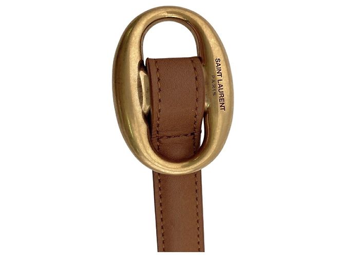 Yves Saint Laurent schmaler Ledergürtel Golden - Ansicht 2