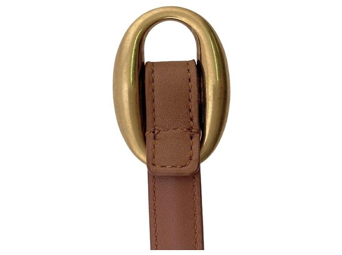Yves Saint Laurent schmaler Ledergürtel Golden - Ansicht 3